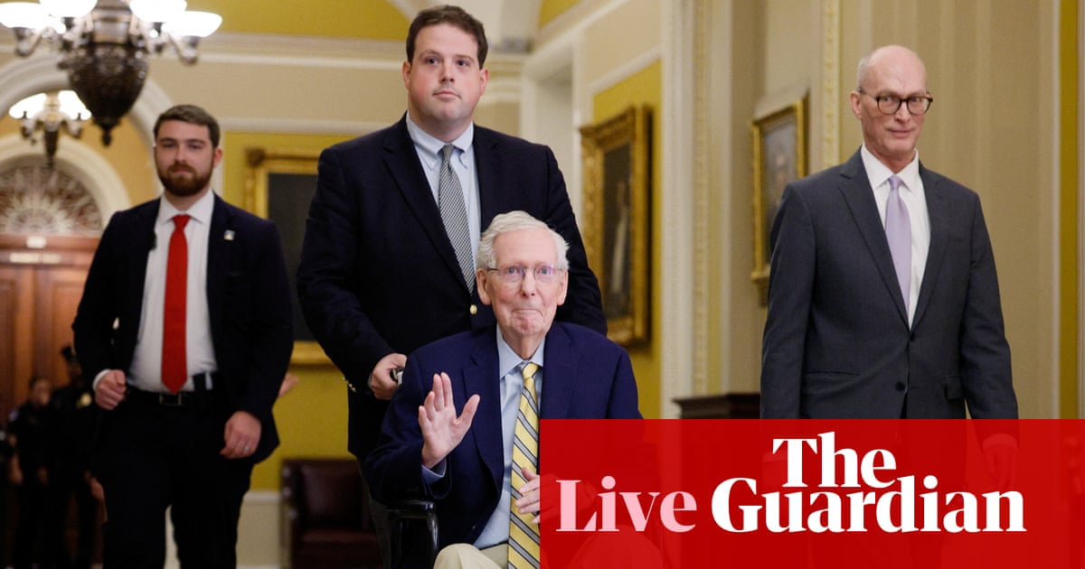 Republican senator Mitch McConnell returns to Capitol Hill after months-long hiatus while recovering from fall – live